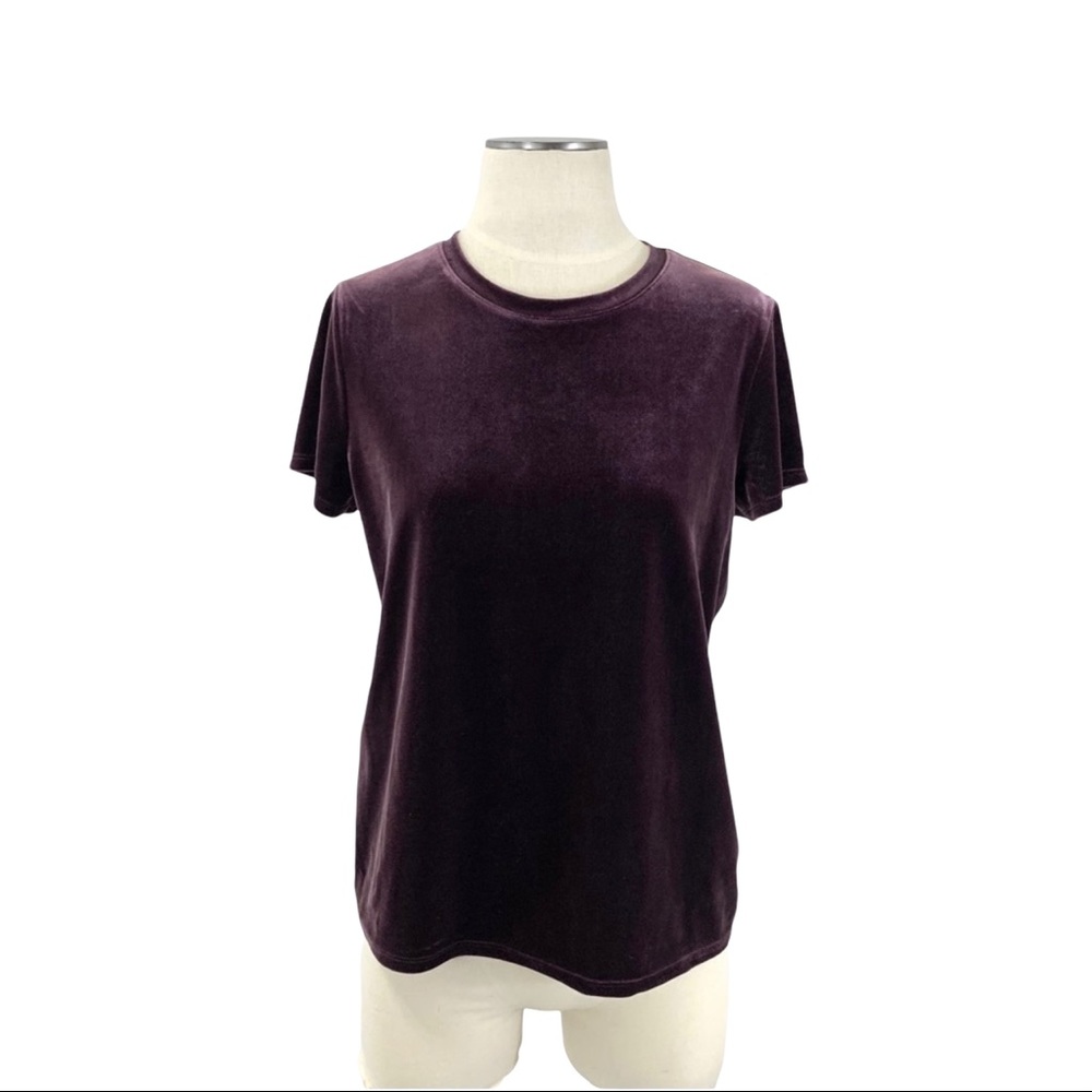 Gap- Wine Short Sleeved Velvet Top Size Small